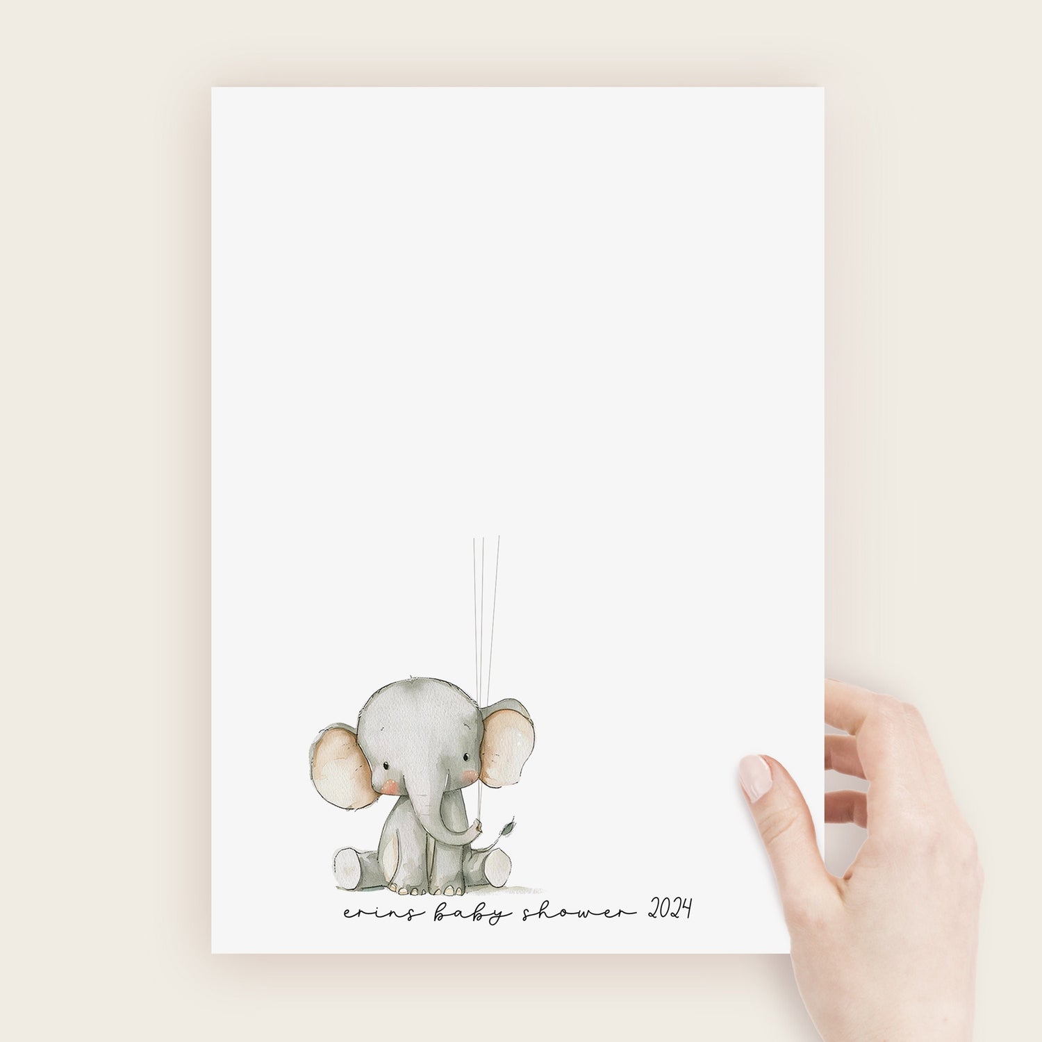 Baby Shower Elephant Balloon Fingerprint Tree