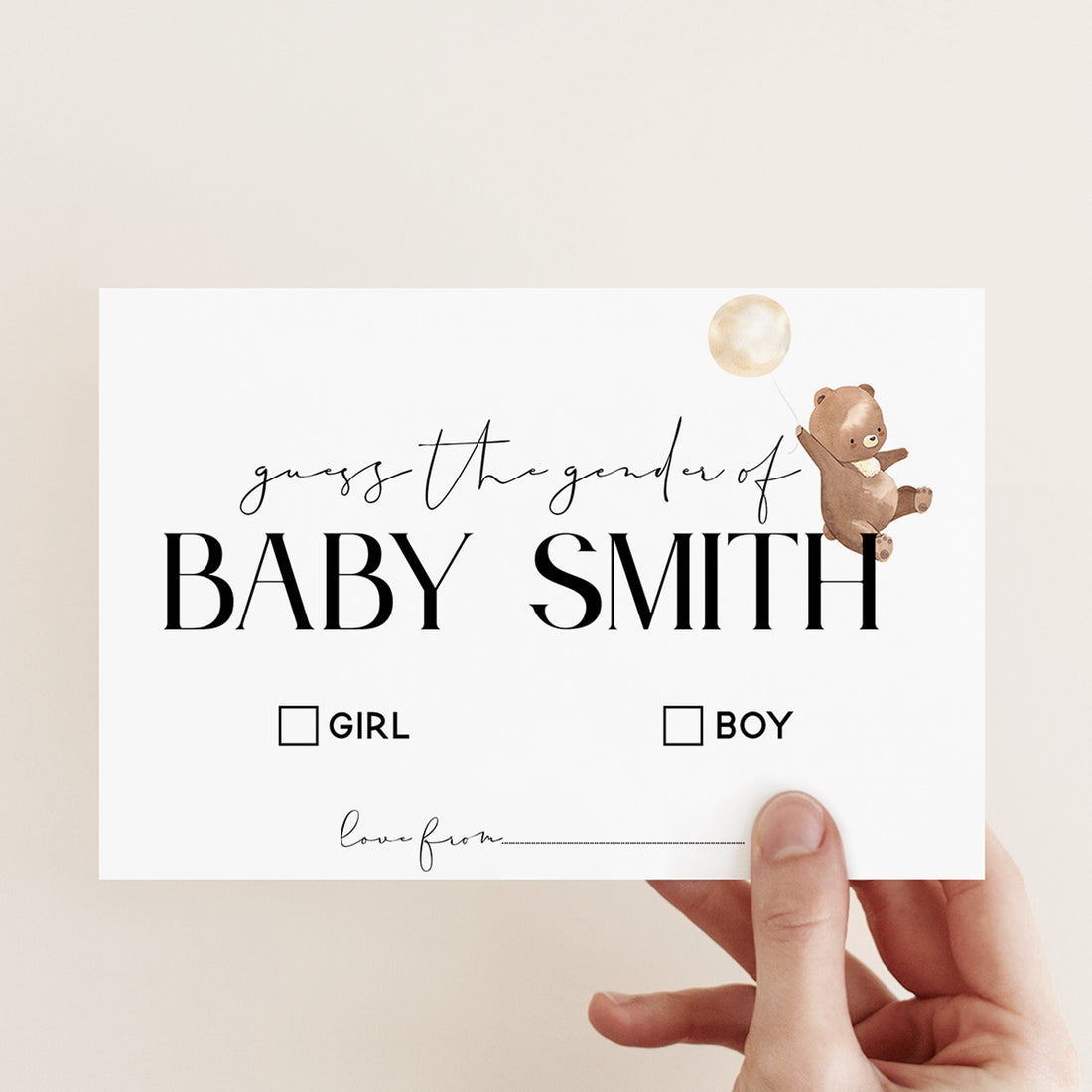 Guess The Gender Baby Cards-Personalised Baby Shower Games-Baby Shower Gender Reveal-Bear Theme Baby Shower Games-Baby Boy-Baby Girl-Unisex