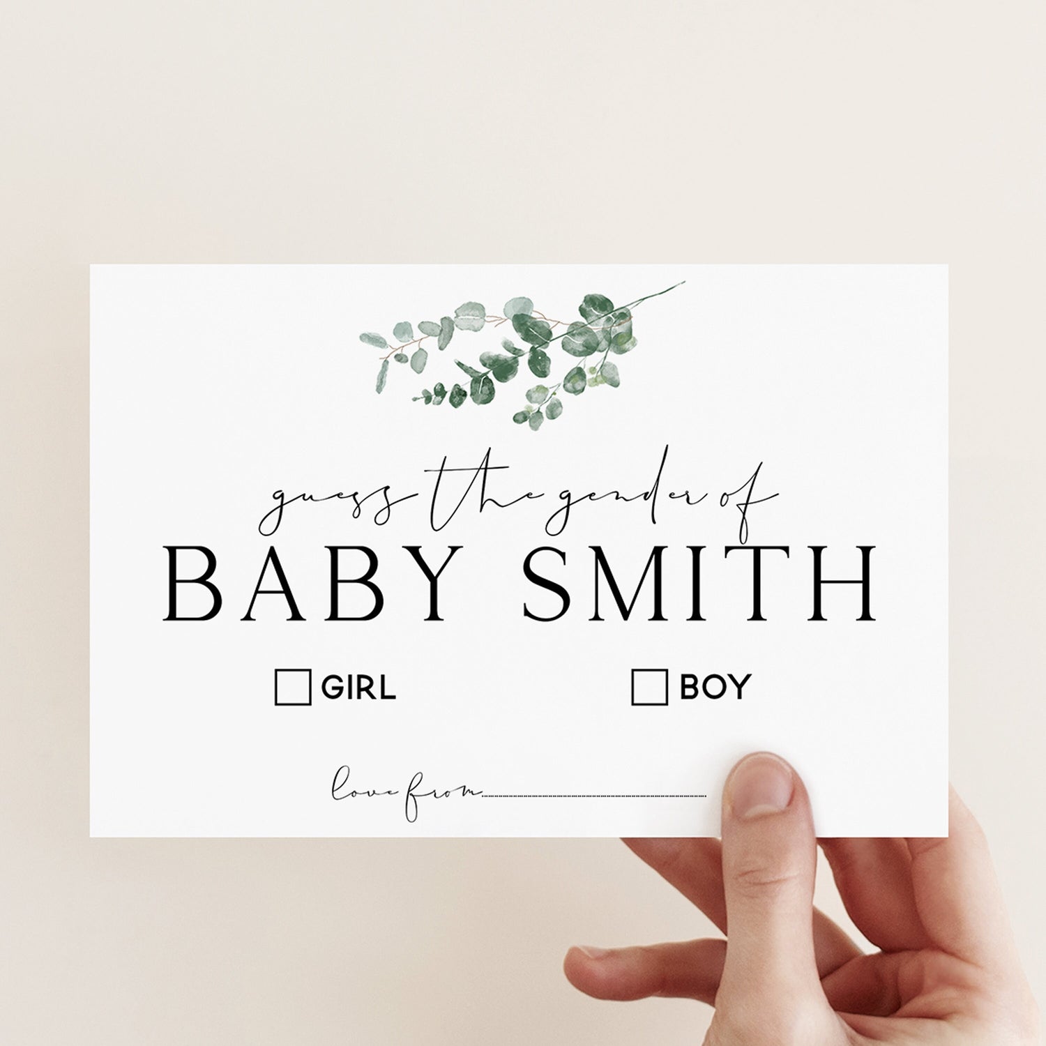 Personalised Botanical Guess The Gender Baby Cards