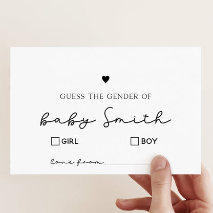 personalised Heart Guess The Gender Baby Cards