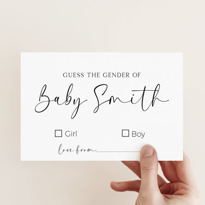 Personalised Minimal Guess The Gender Baby Cards