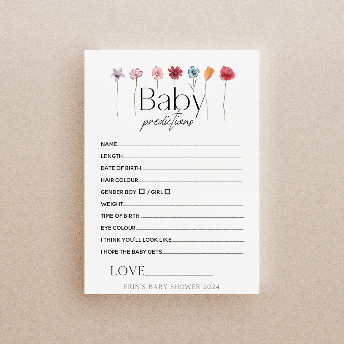 Personalised Floral Prediction Cards