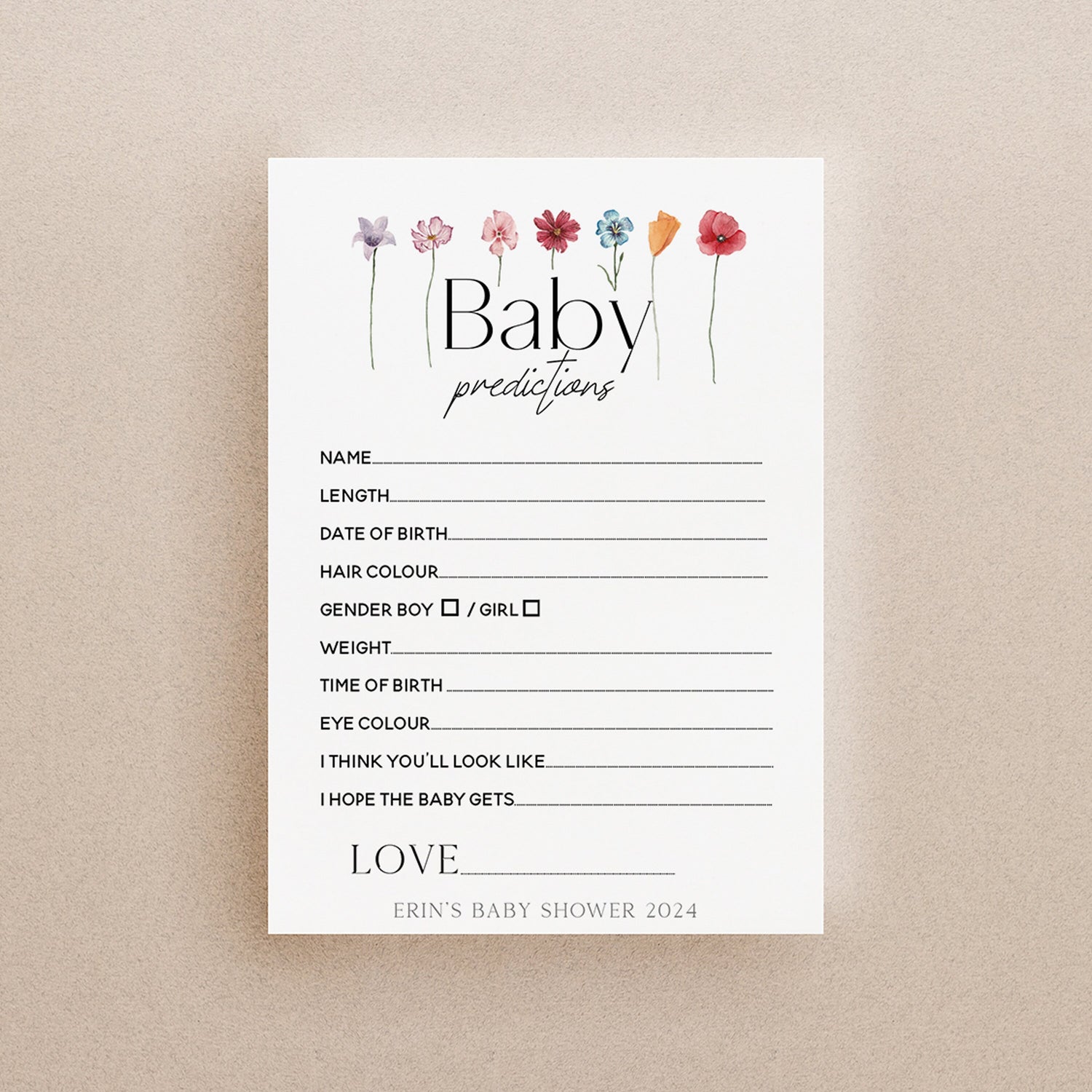 Personalised Floral Prediction Cards