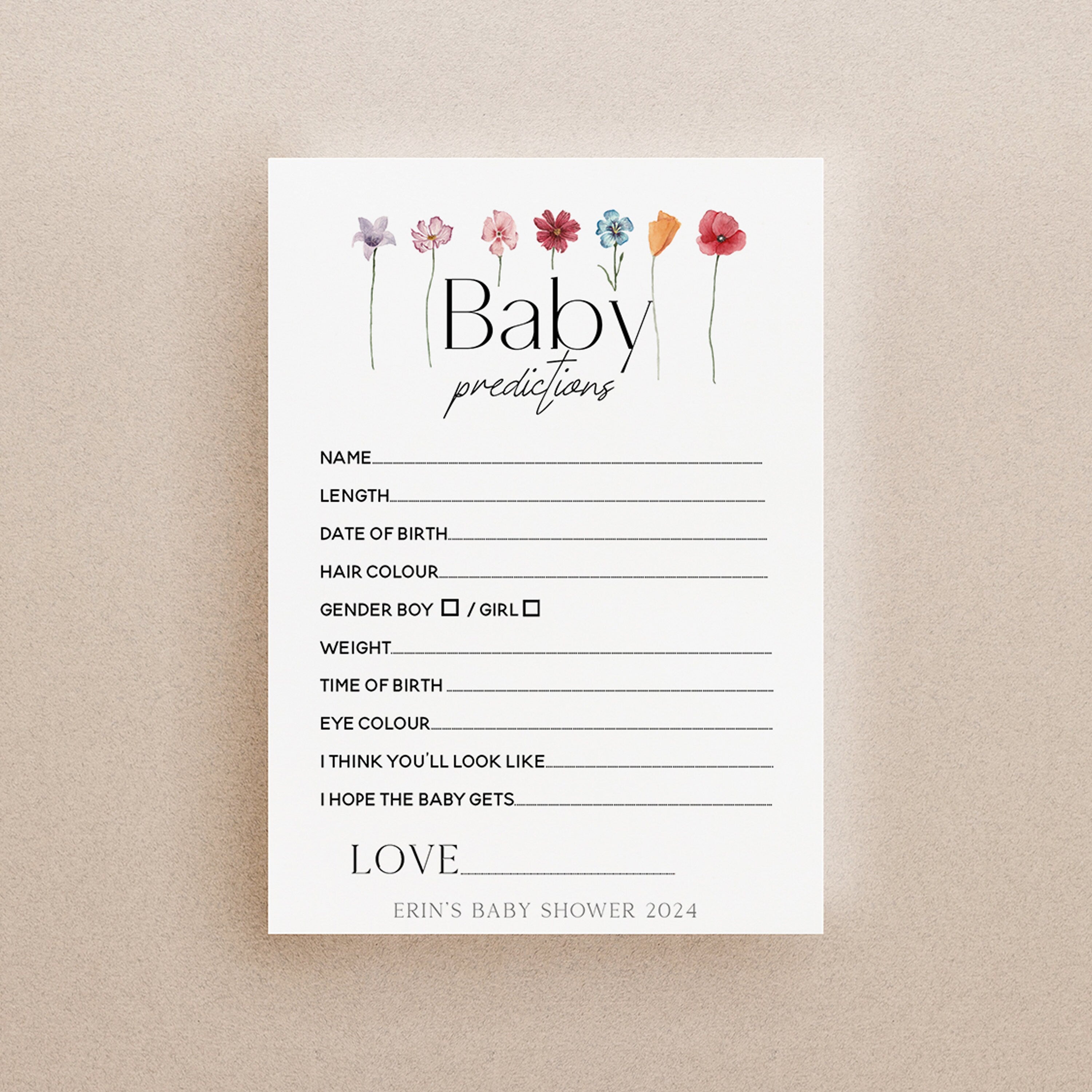 Personalised Floral Prediction Cards