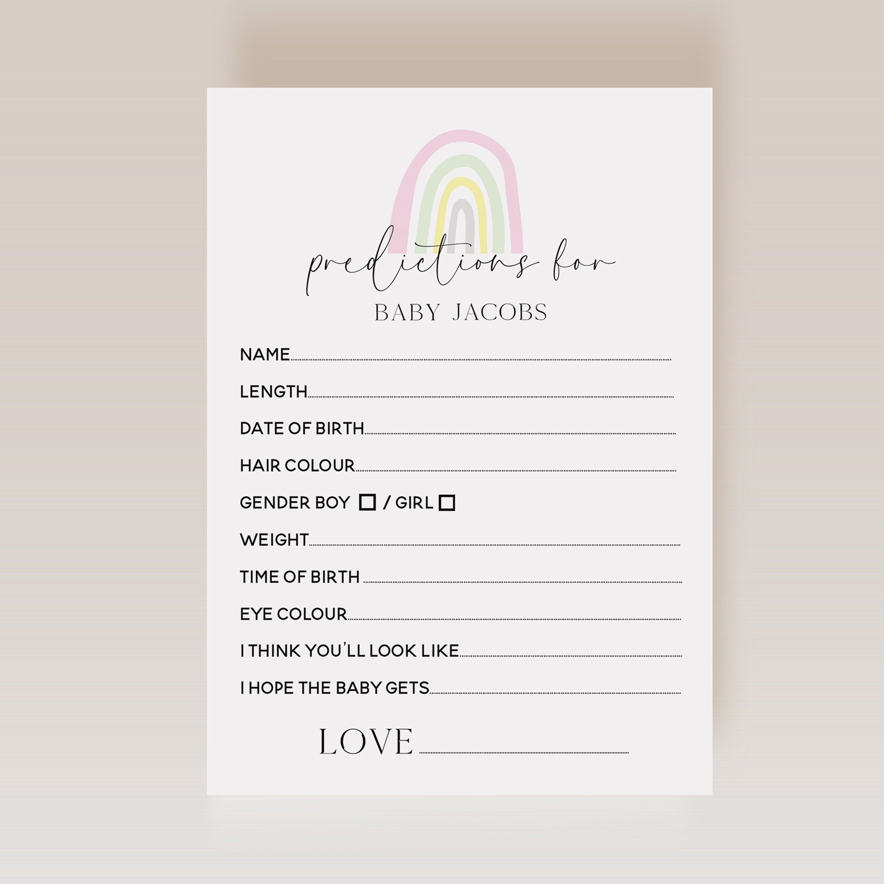 Personalised Scandi Rainbow Prediction Cards