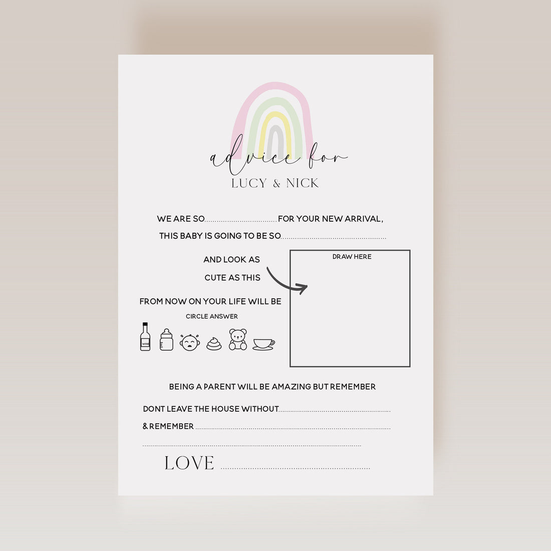 Personalised Scandi Rainbow Advice To Parents Cards