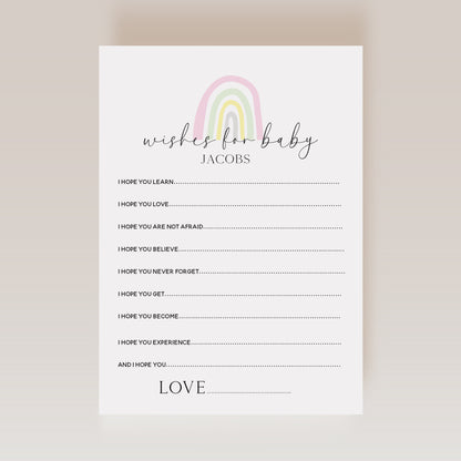 Personalised Baby Shower Scandi Rainbow Wishes For Baby Cards