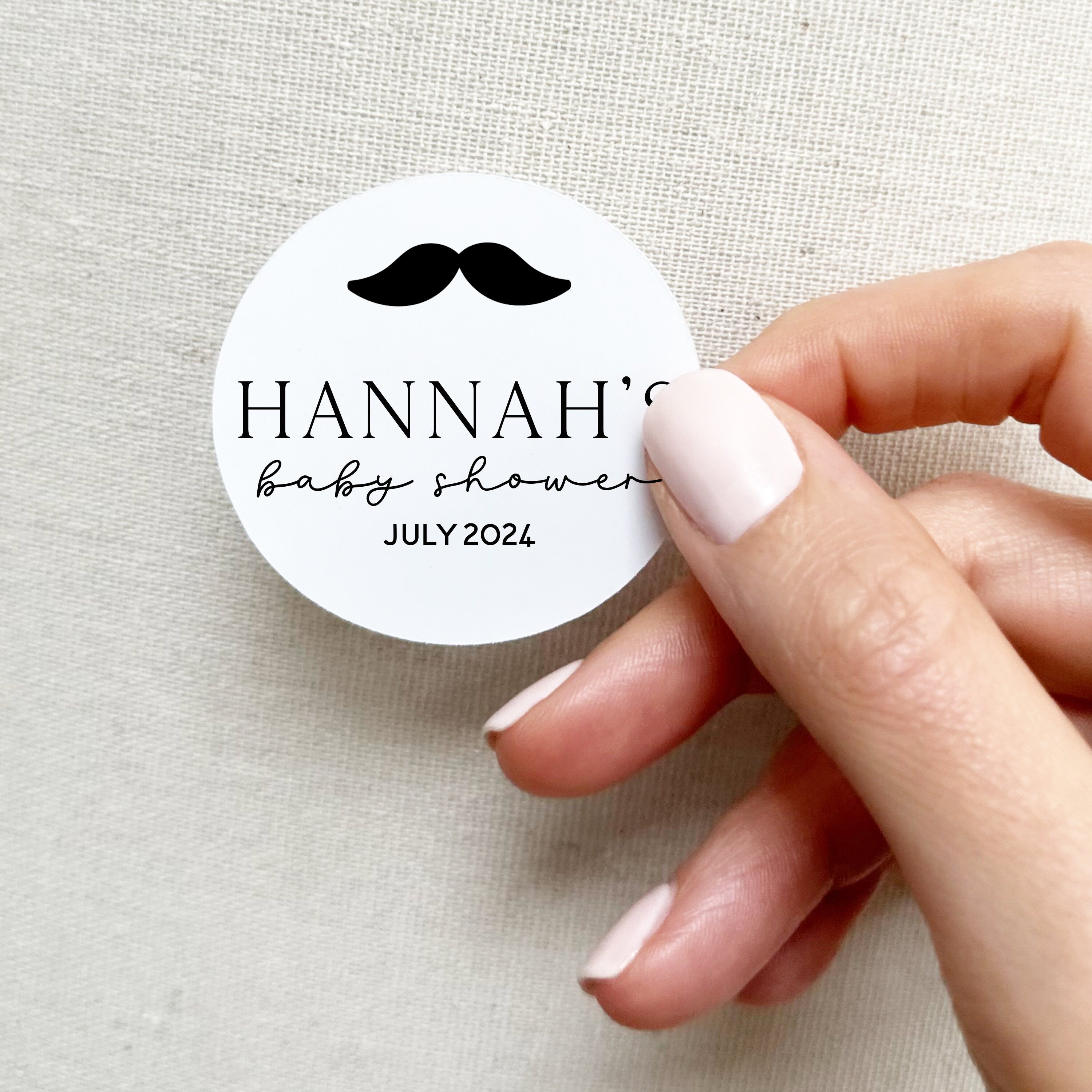 Personalised Baby Shower Moustache Sticker