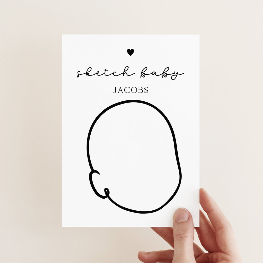Personalised Minimal Heart Theme Sketch The Baby Cards