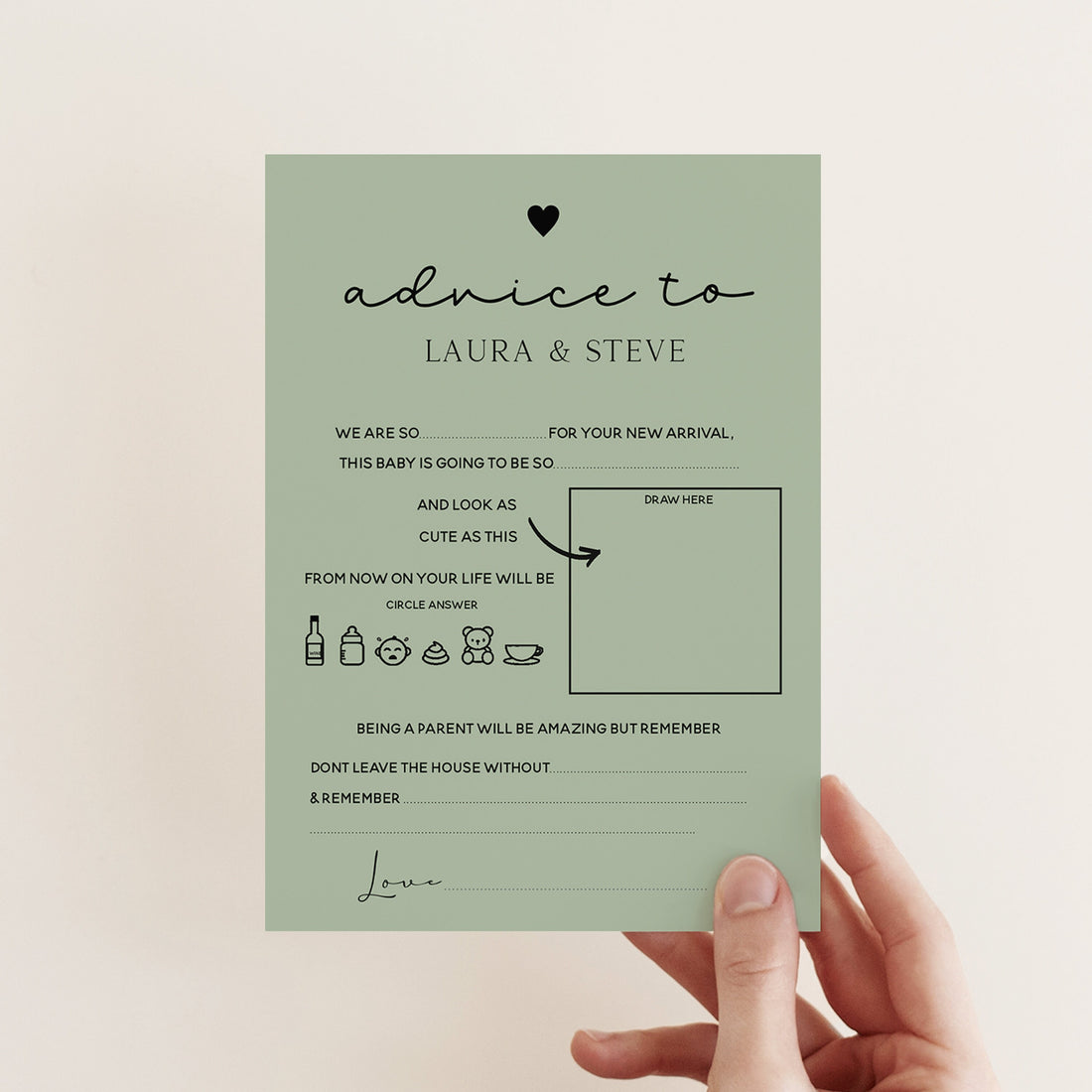 personalised Sage Green Advice To Parents Cards