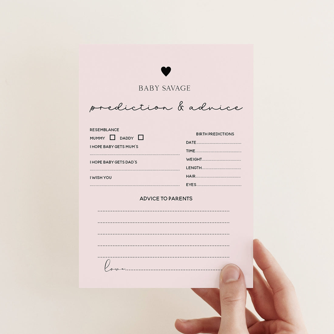 Personalised Pink Prediction/Advice Cards