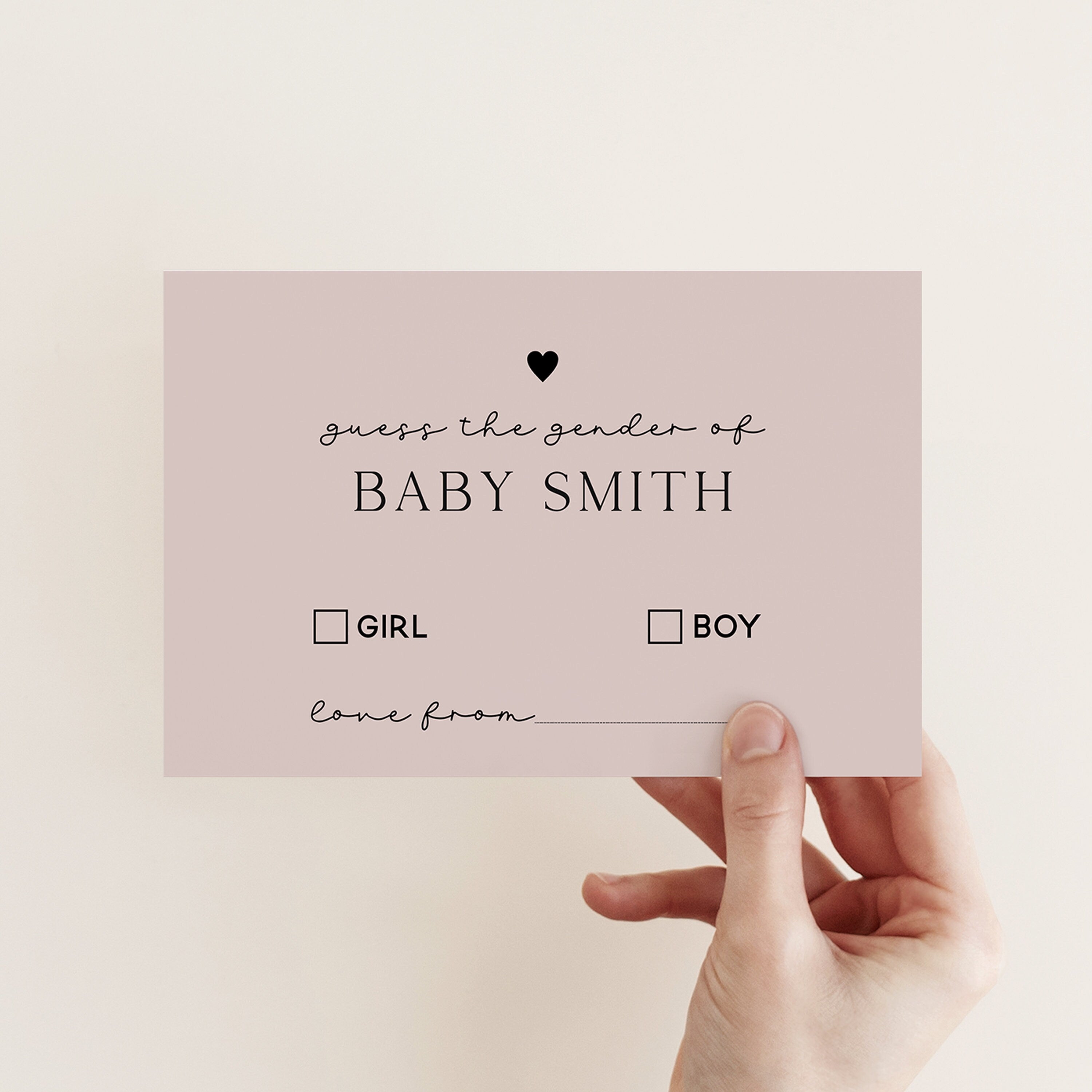 Personalised Guess The Gender Pink Baby Cards