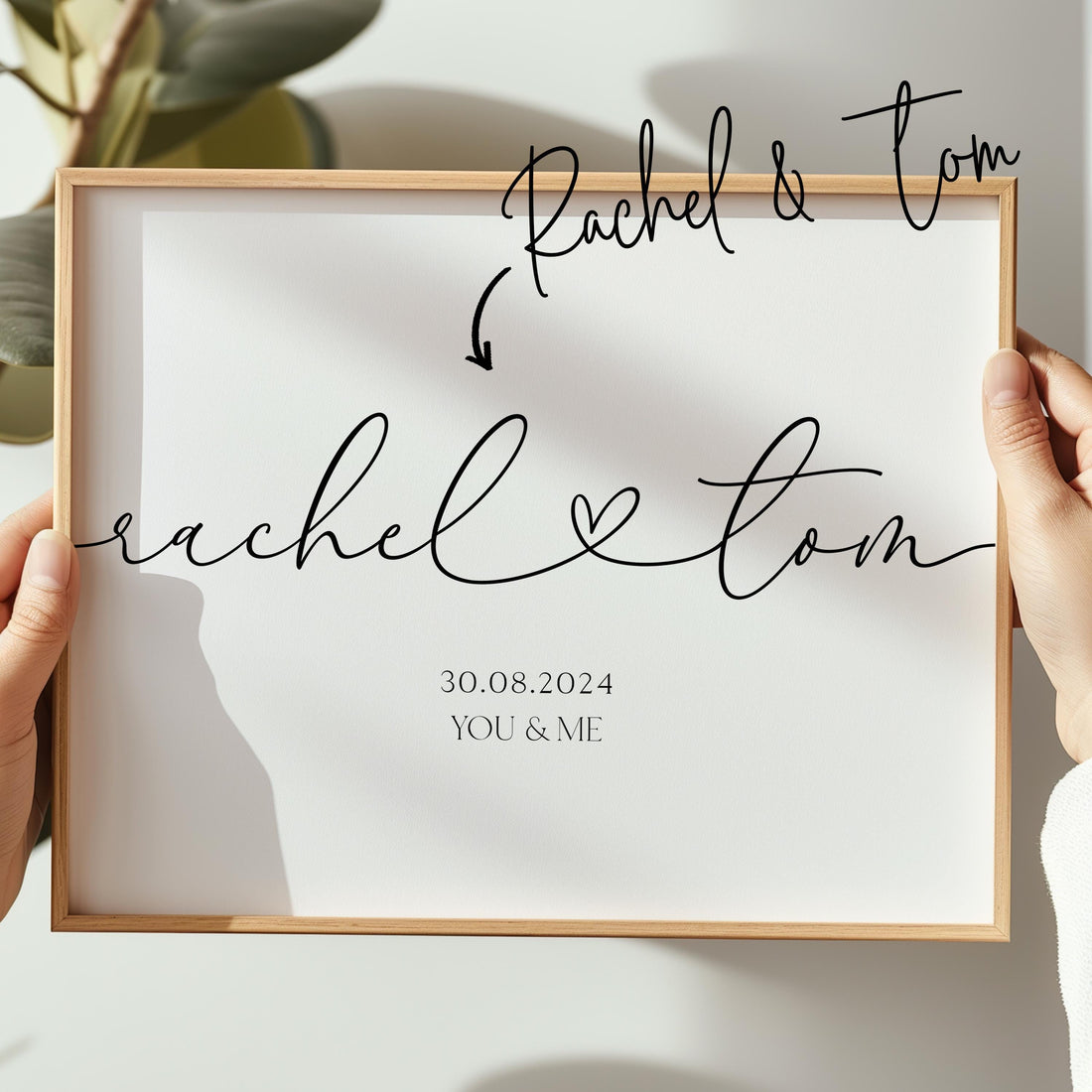 Personalised Print Cursive Script Wedding Engagement Anniversary Gift