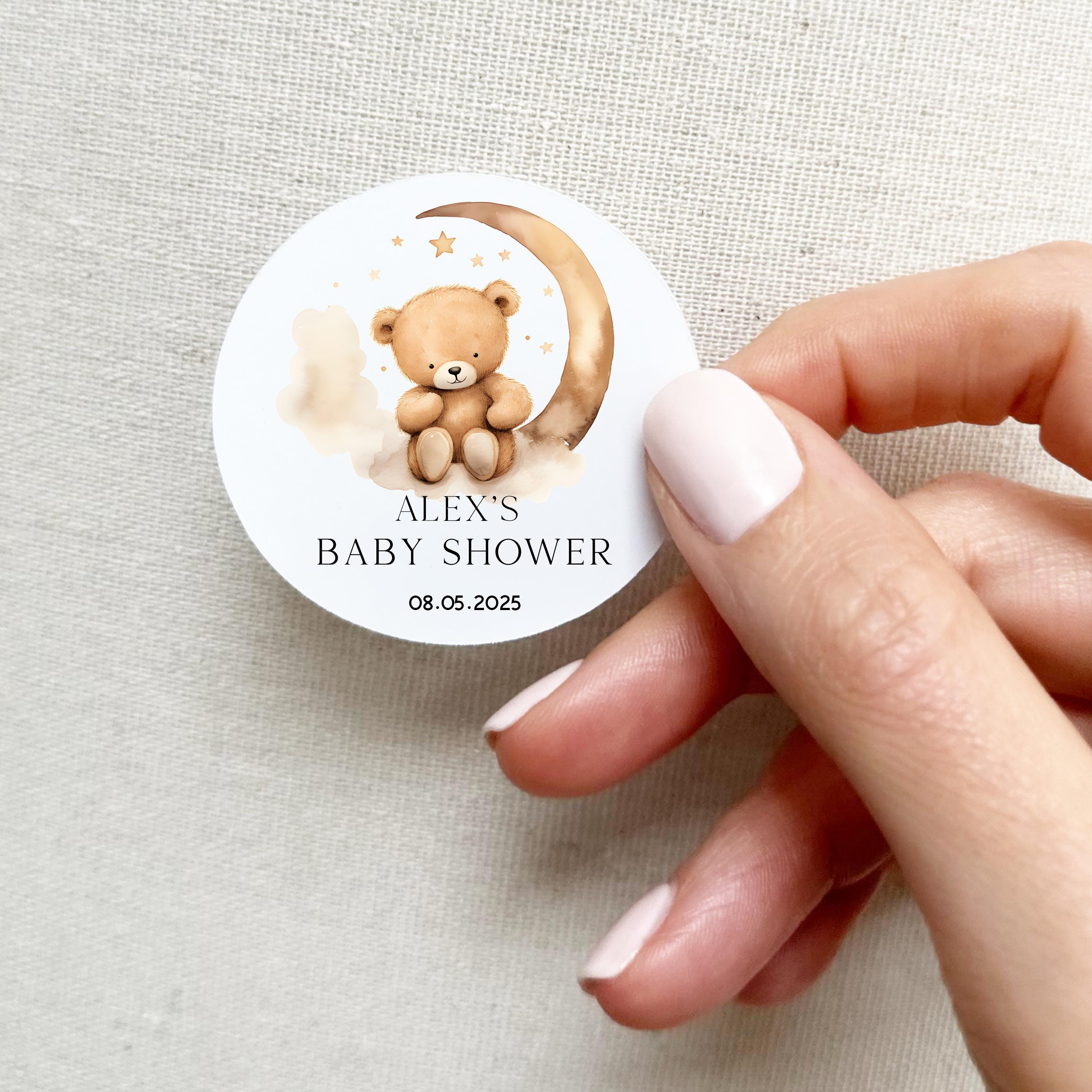 Personalised Goodnight teddy bear baby shower stickers