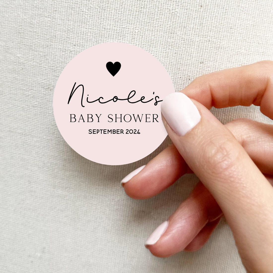 Personalised pink baby shower stickers