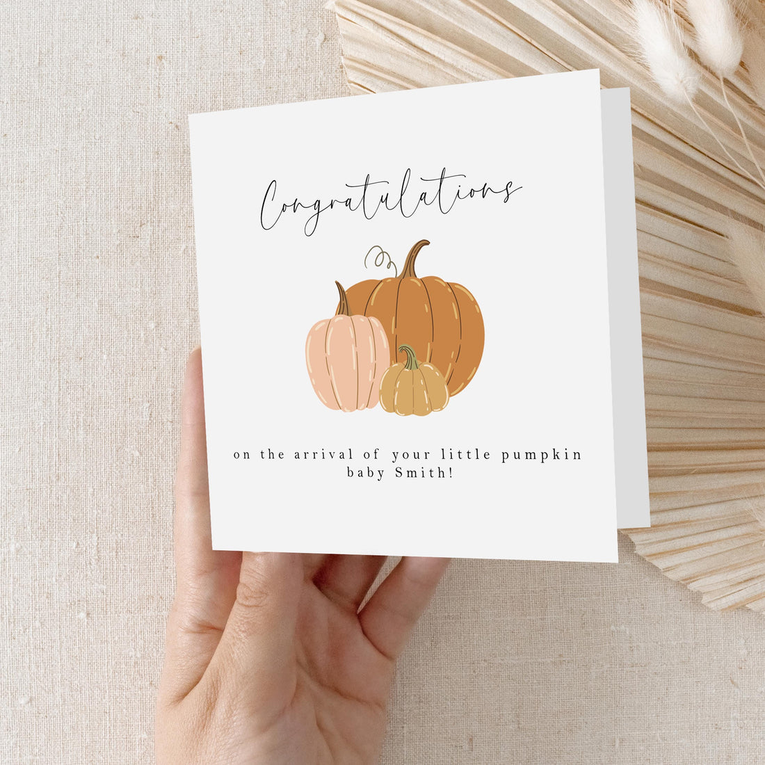 Personalised Pumpkin New Baby Card
