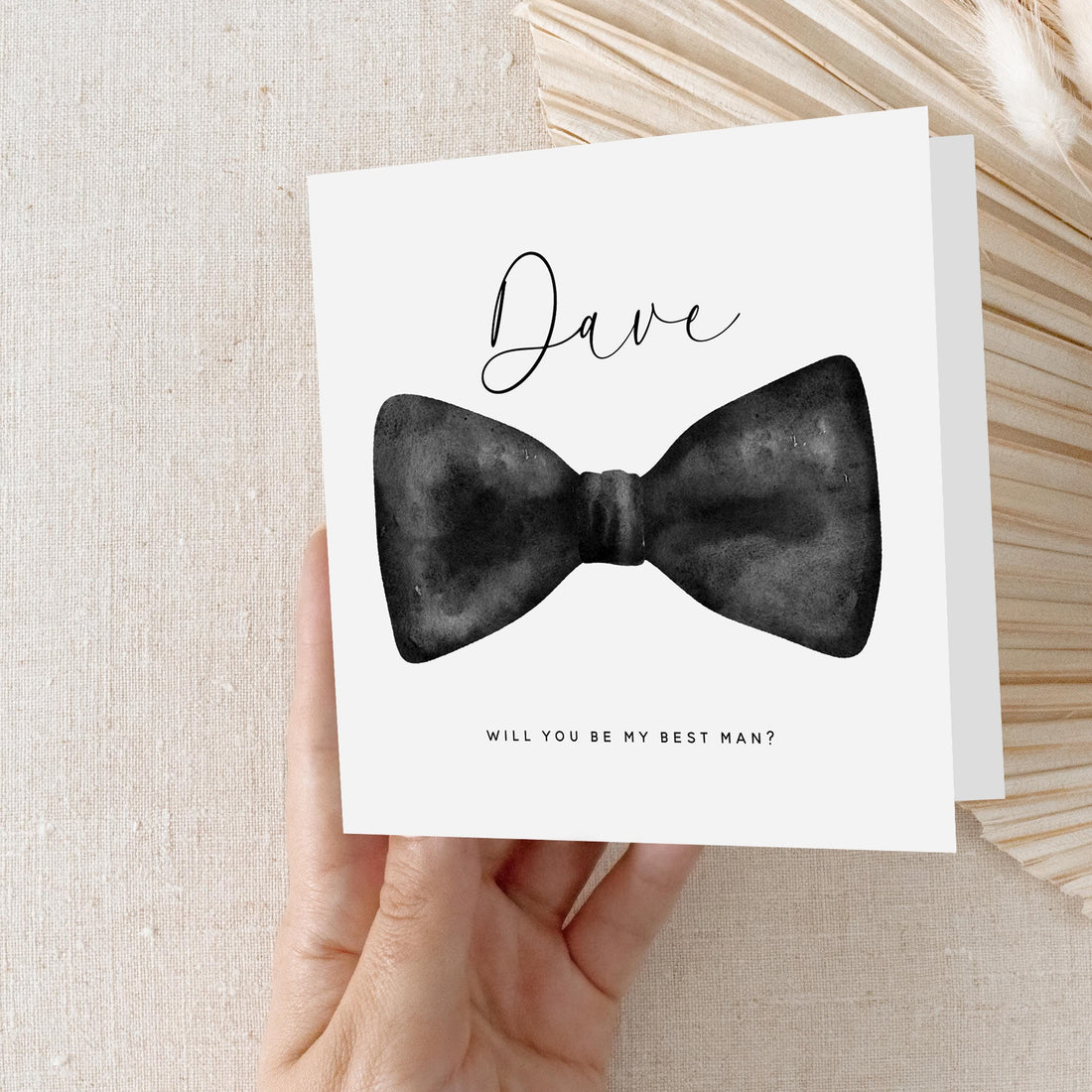 Personalised Best Man Card Watercolour Bowtie