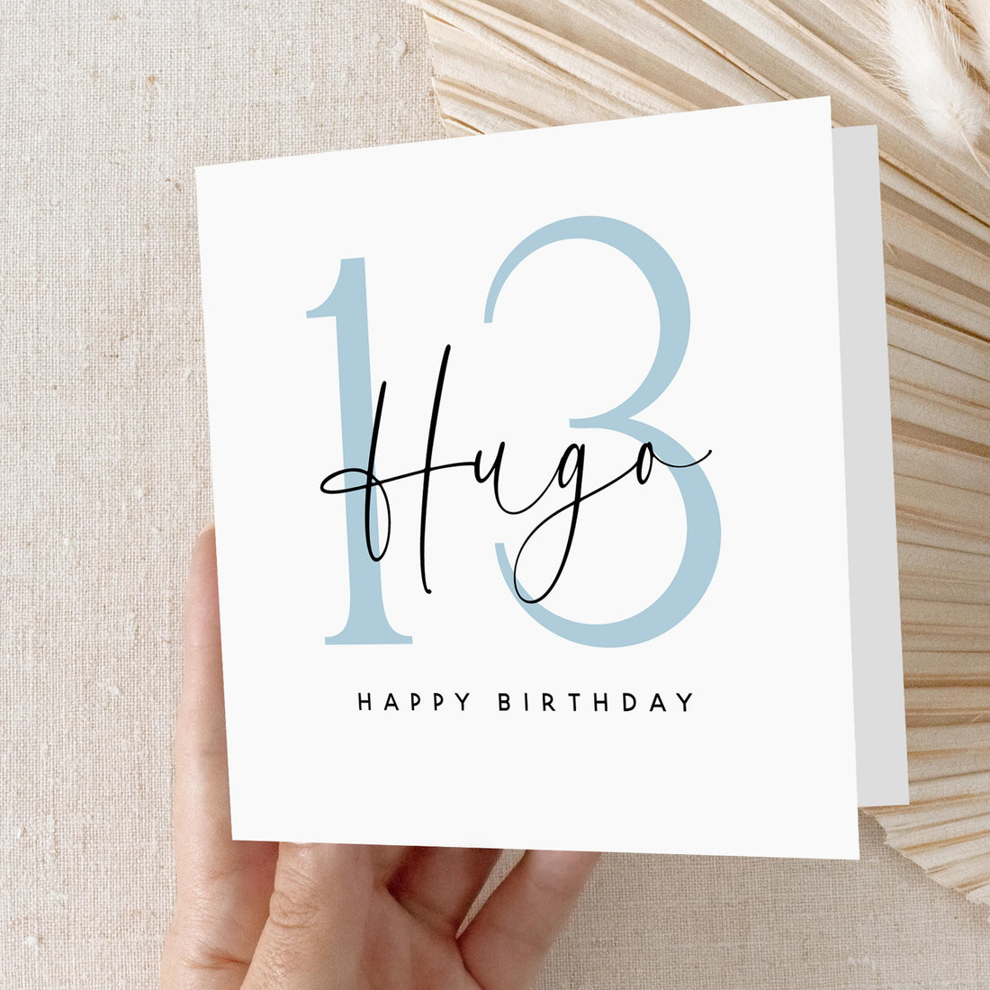 Personalised Script & Blue 13th Birthday Card Script & Blue