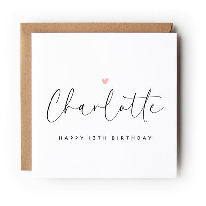 Personalised Simple Script 13th Birthday Card