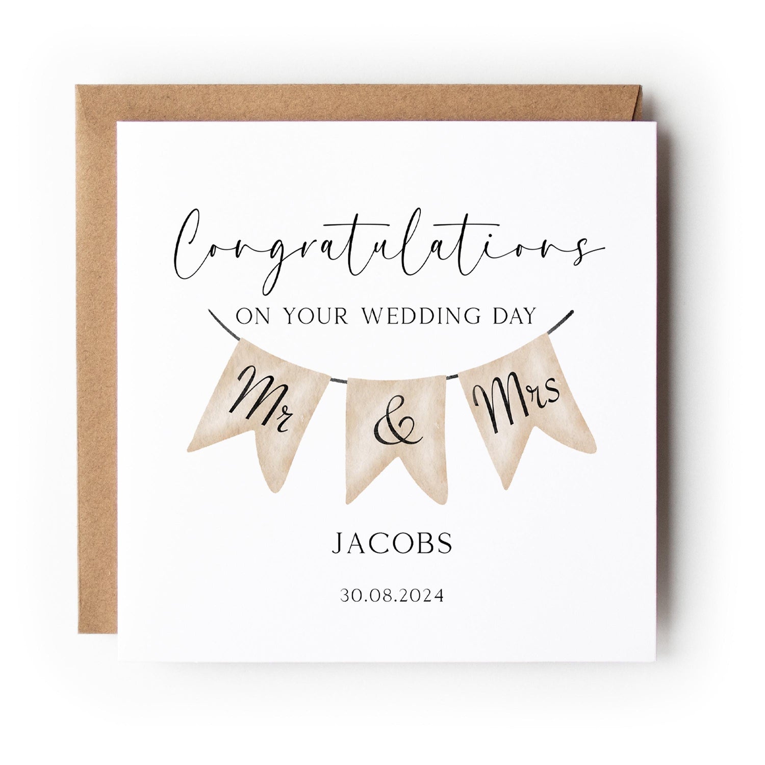 Personalised Wedding Card Congratulations On Your Wedding Day Banner Card