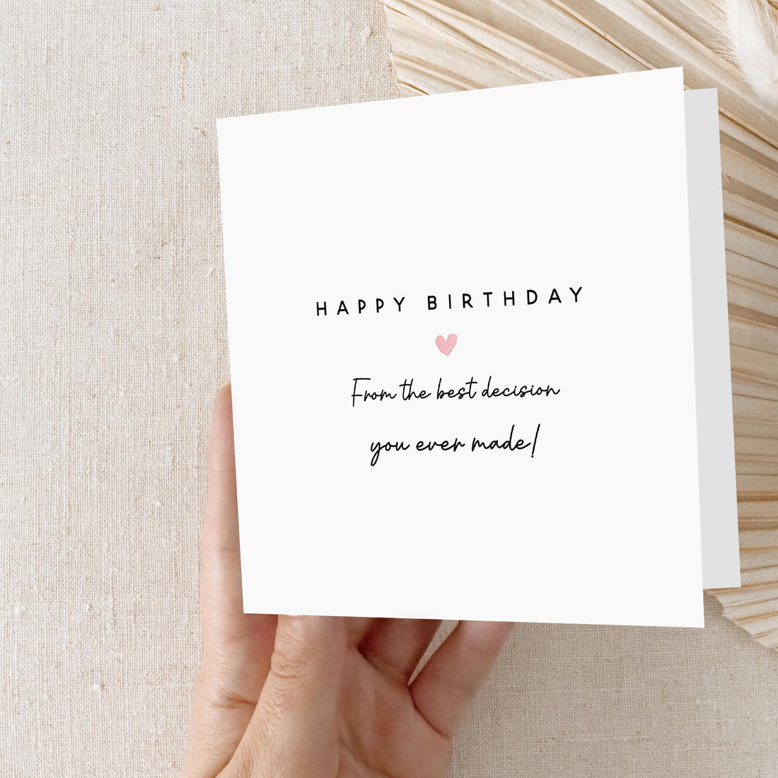 Birthday Card Best Decision-Happy Birthday Card-Boyfriend Girlfriend Wife Husband Card-Minimal Style Heart-6 x 6 inch-Kraft Envelope