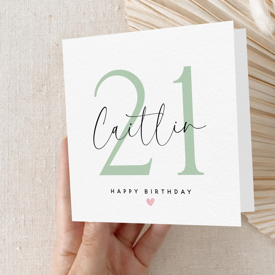 Personalised Mint Script 21st Birthday Card