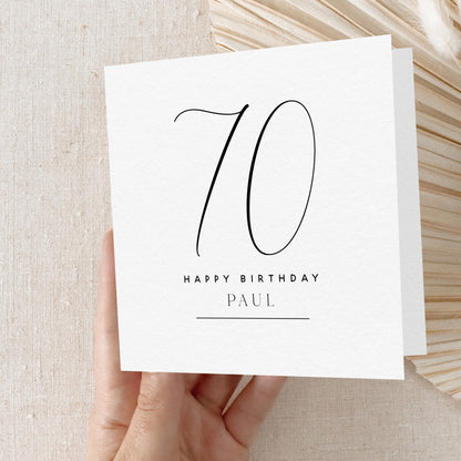 Personalised 70th Minimal Script Birthday Card