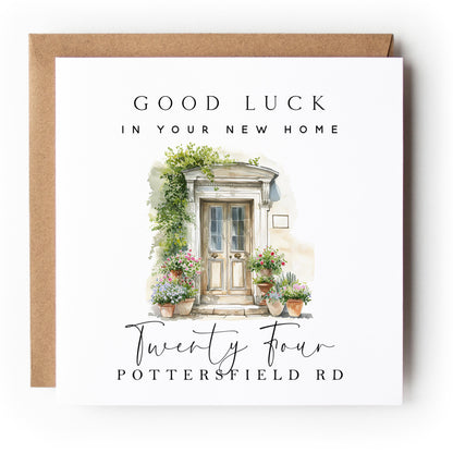 Water Colour Front Door Personalised New Home Card