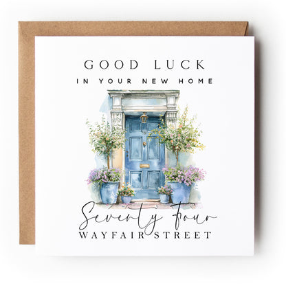 Water Colour Front Door Personalised New Home Card