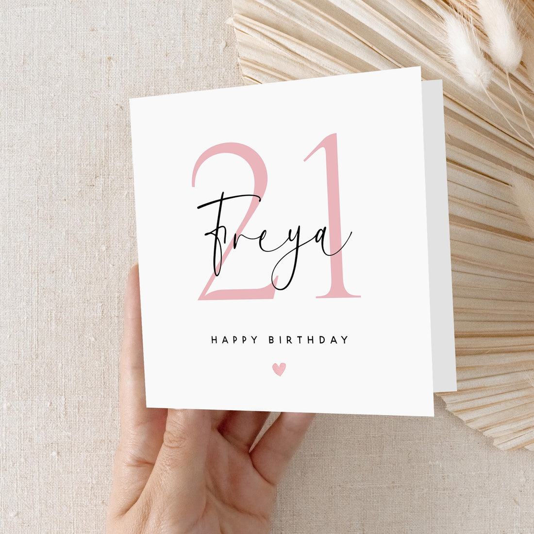 Personalised 21st Pink Script Birthday Card