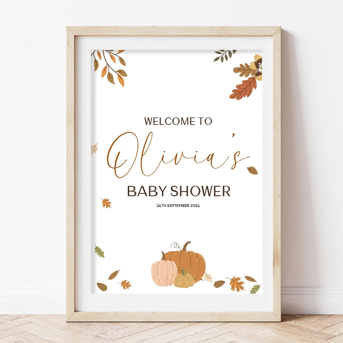 Autumn Pumpkin Personalised Welcome Sign For Baby Shower