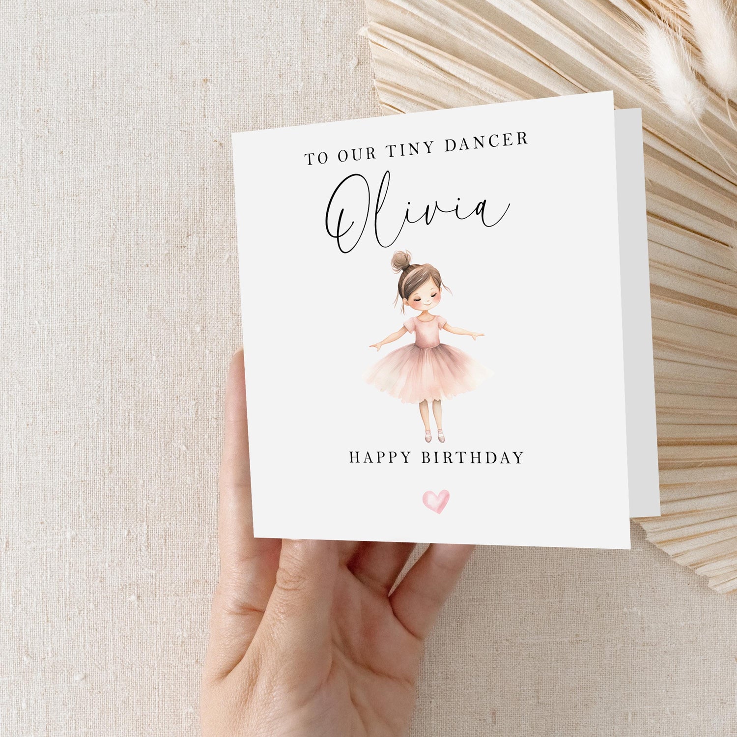 Personalised Girls Brown Haired Ballet Dancer Birthday Card