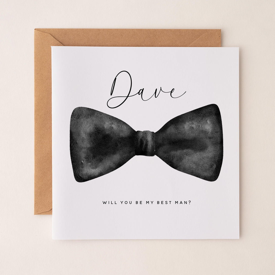 Personalised Best Man Card Watercolour Bowtie