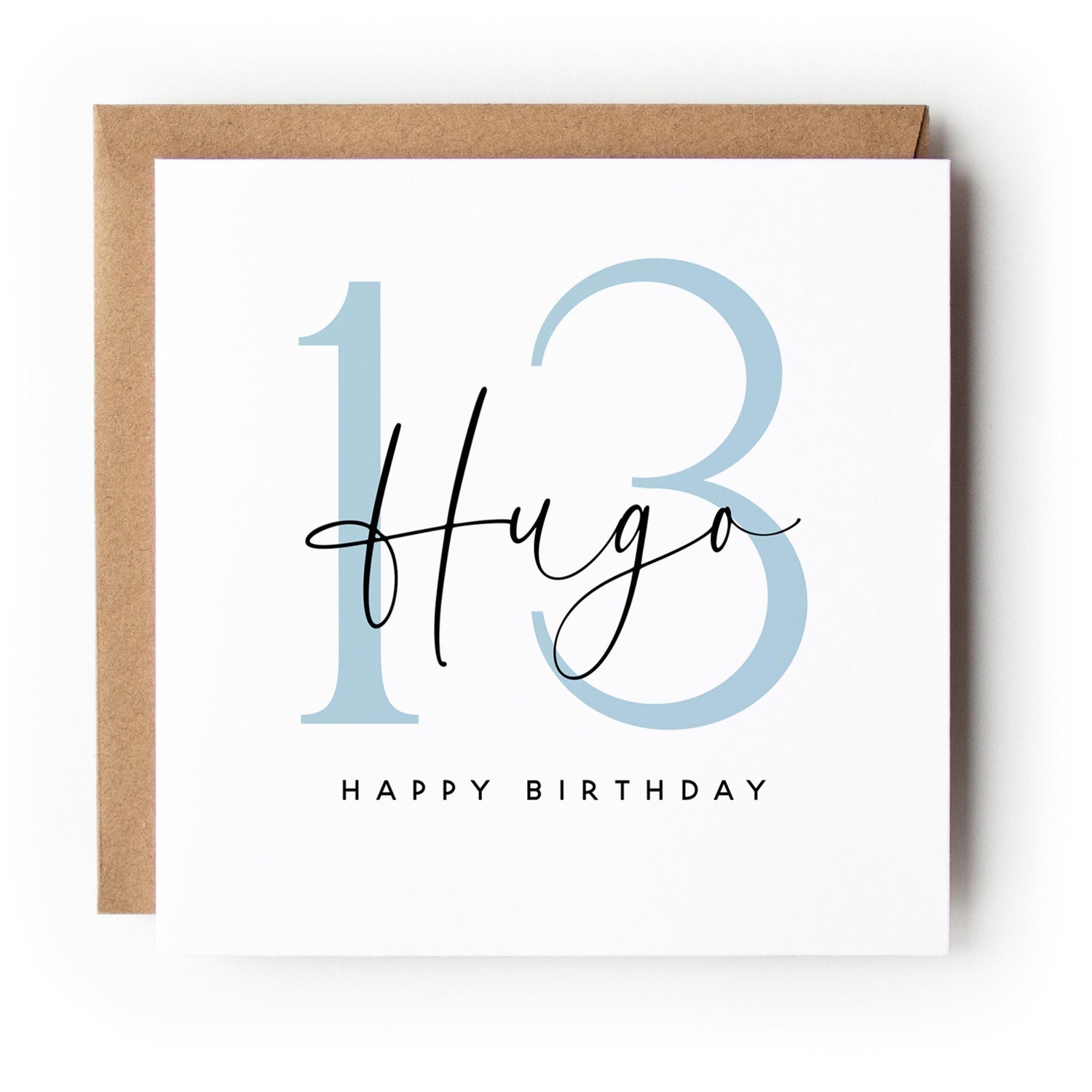 Personalised  Script &amp; Blue 13th Birthday Card Script &amp; Blue