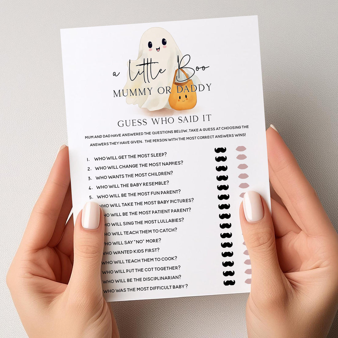 Ghost Theme Halloween Baby Shower Mummy Or Daddy Game