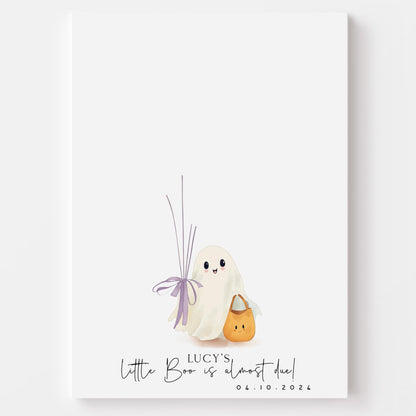 Ghost Theme Halloween Baby Shower Fingerprint Tree