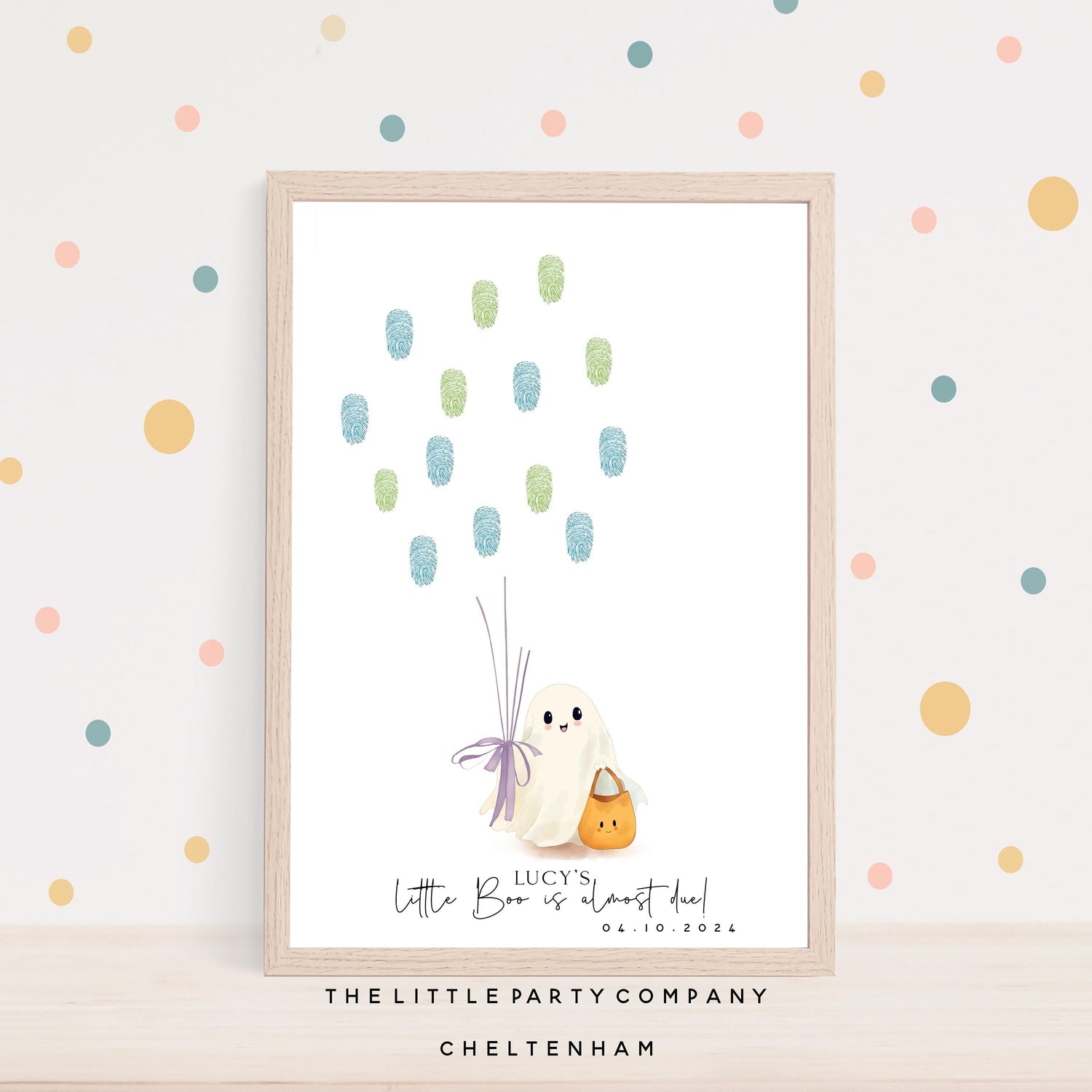 Ghost Theme Halloween Baby Shower Fingerprint Tree