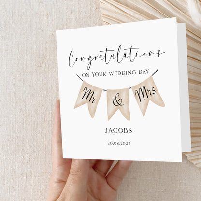 Personalised Wedding Card Congratulations On Your Wedding Day Banner Card