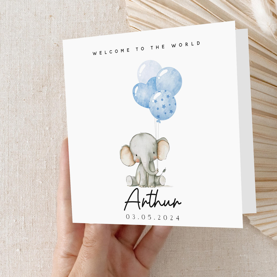 Personalised Elephant New Baby Card