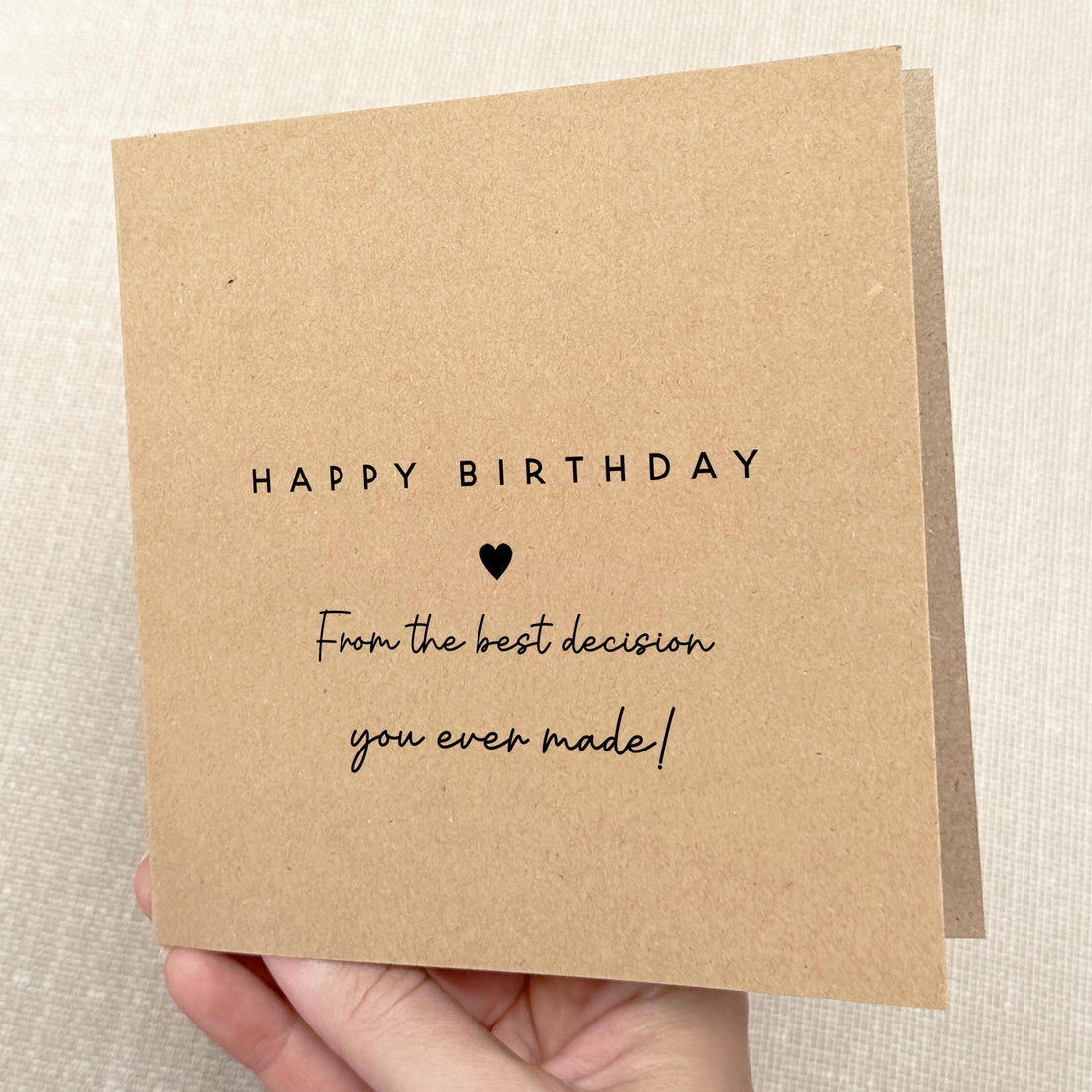 Birthday Card Best Decision-Happy Birthday Card-Boyfriend Girlfriend Wife Husband Card-Minimal Style Heart-6 x 6 inch-Kraft Card