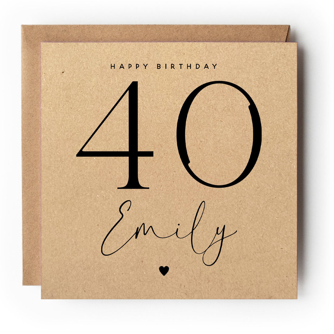 Personalised 40th Linen Kraft Birthday Card