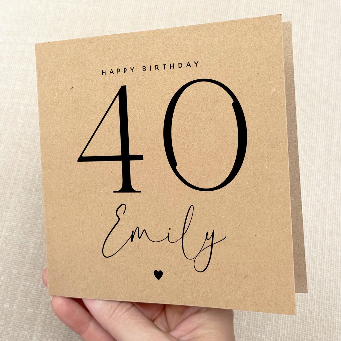 Personalised 40th Linen Kraft Birthday Card