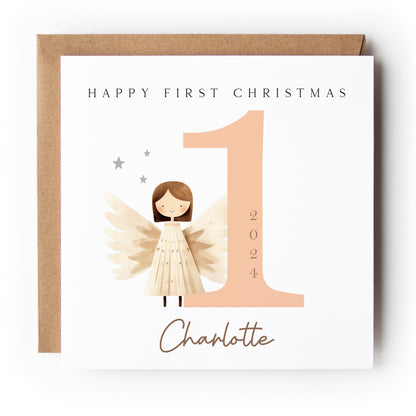 Personalised Angel First Christmas Card