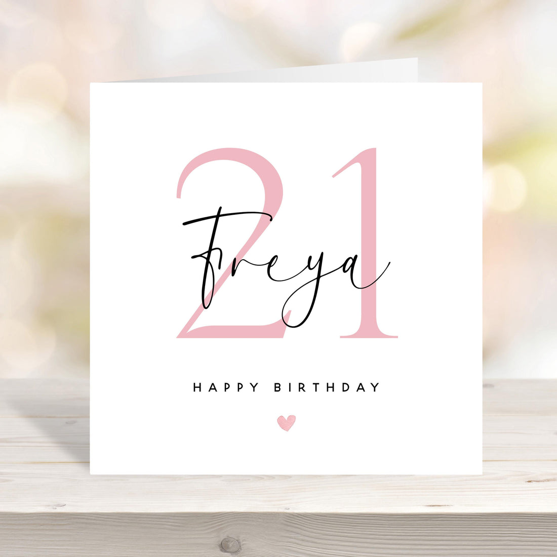 Personalised 21st Pink Script Birthday Card