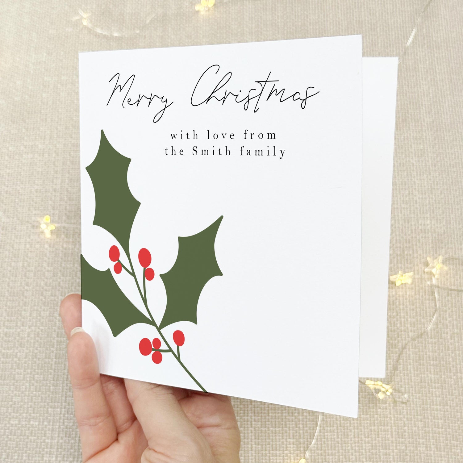 Personalised Holly Christmas Card