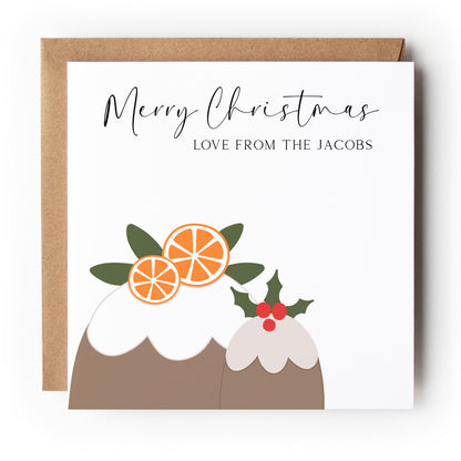 Personalised Christmas Card-Christmas Card For Teacher,Family,Friends-Christmas Gift For Family and Friends-Minimal Christmas Pudding Design