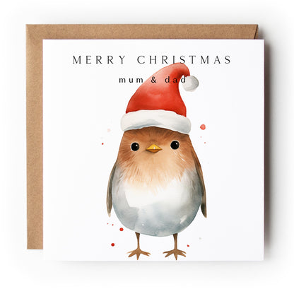 Personalised Christmas Card Robin Design