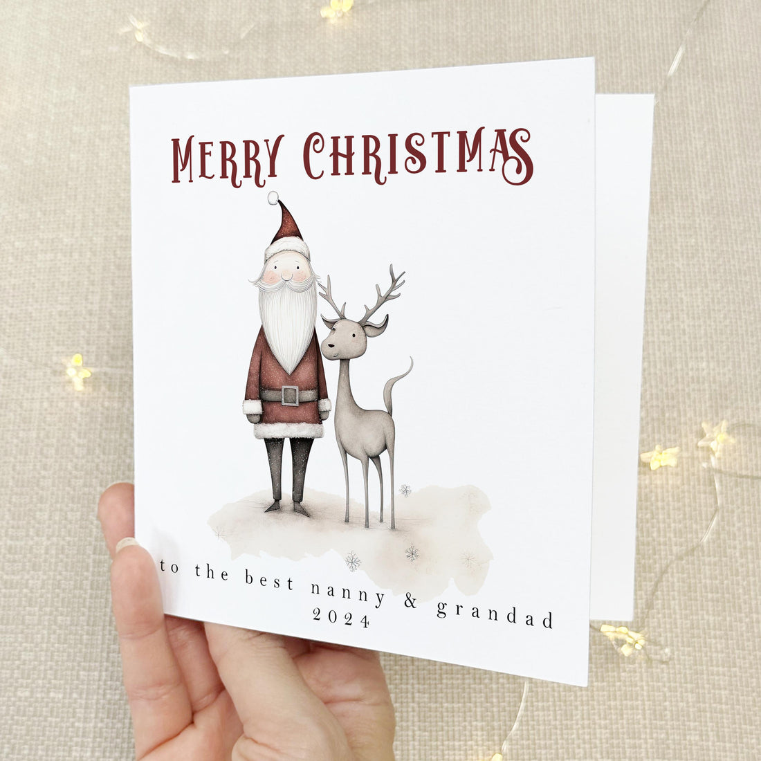 Whimsical Santa & Reindeer Personalised Christmas Card