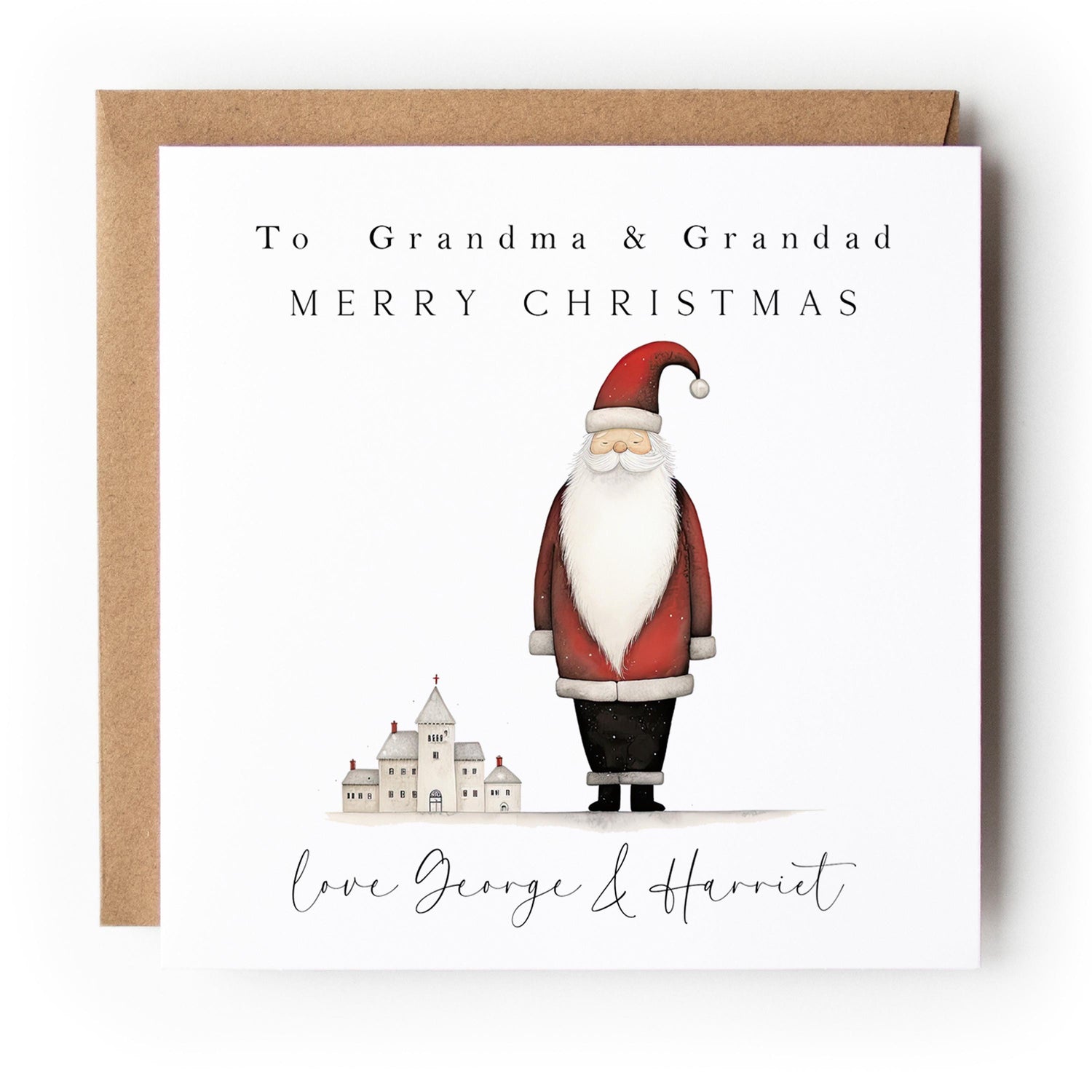 Whimsical Santa Personalised Christmas Card