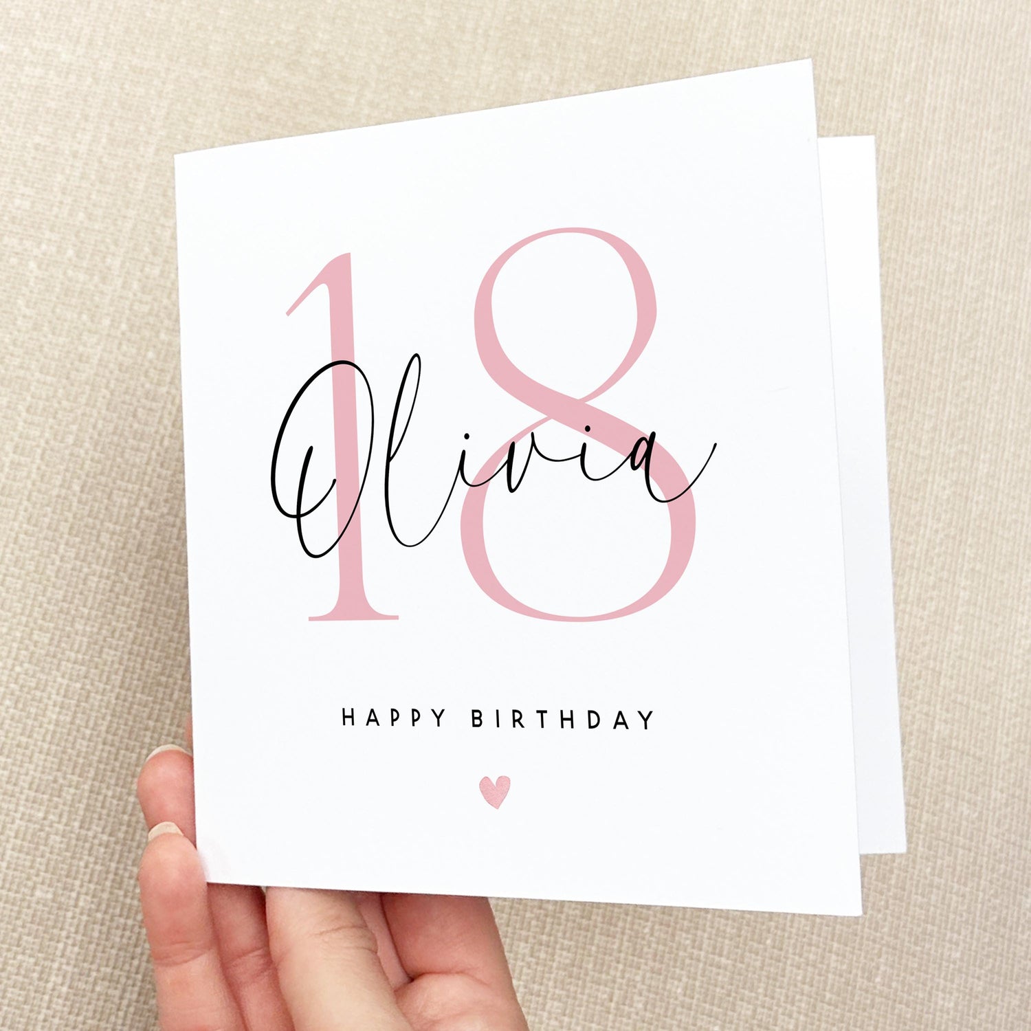 Personalised 18th Pink Script Birthday Card